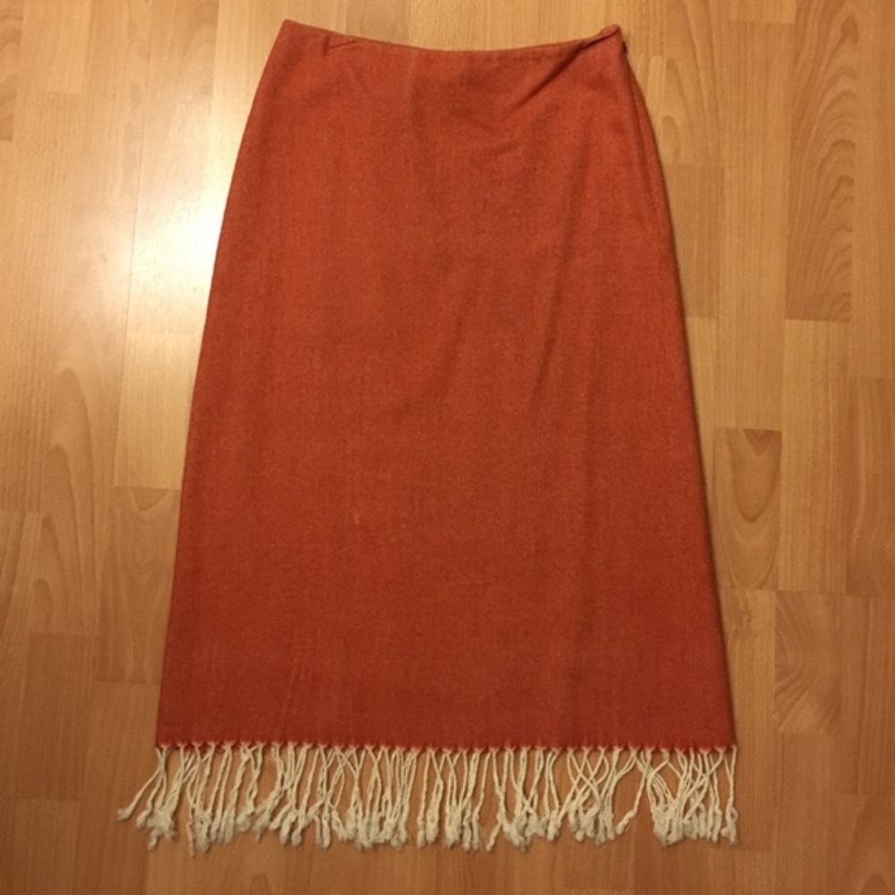 DKNY red tassel skirt